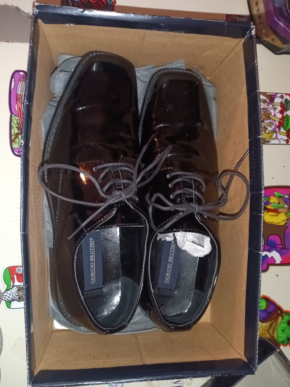 Giorgio Brutini Black Patent Leather Lace-Up Oxfords